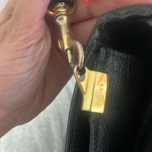 Bally Bag Black Leather Top Handle Satchel with Crossbody Strap Vintage Handbag - Picture 6 of 16